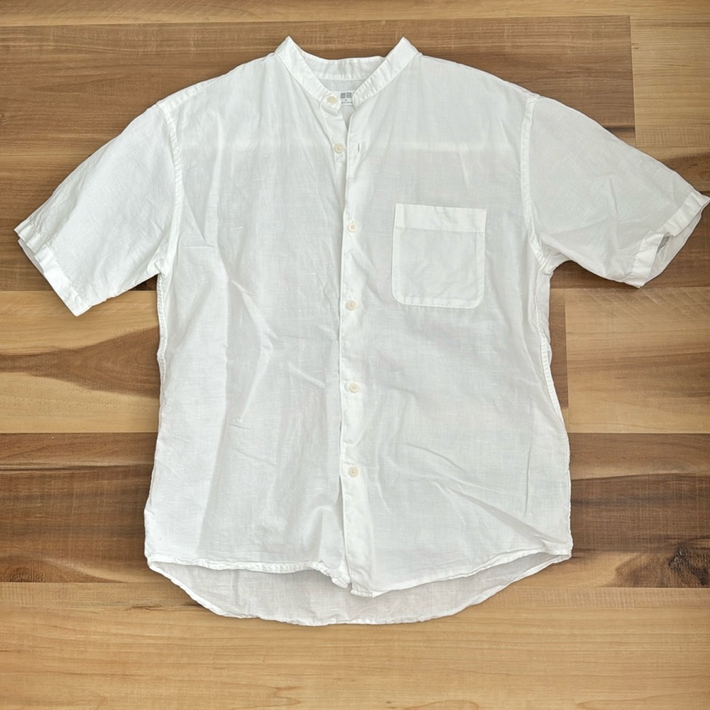 Men’s Uniqlo Cotton/Linen Button Up Short Sleeve